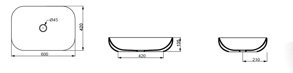 Easy rektangulær 60 x 42 cm. - Marbre