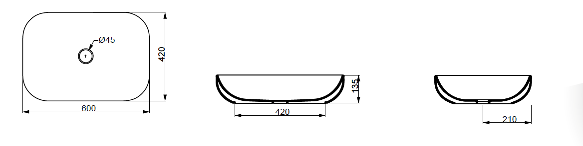 Easy rektangulær 60 x 42 cm. - Marbre