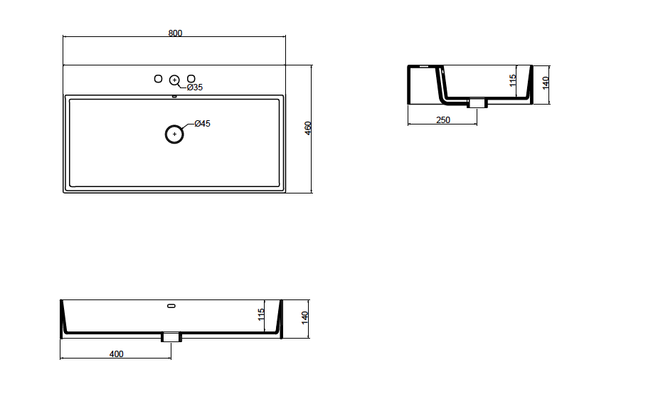Zenith badvask 80 x 46 cm. - Marbre